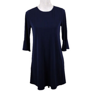 Bcbgeneration Navy Blue Scoop Neckline 3/4 Flare Cuff Sleeves Shift Mini Dress